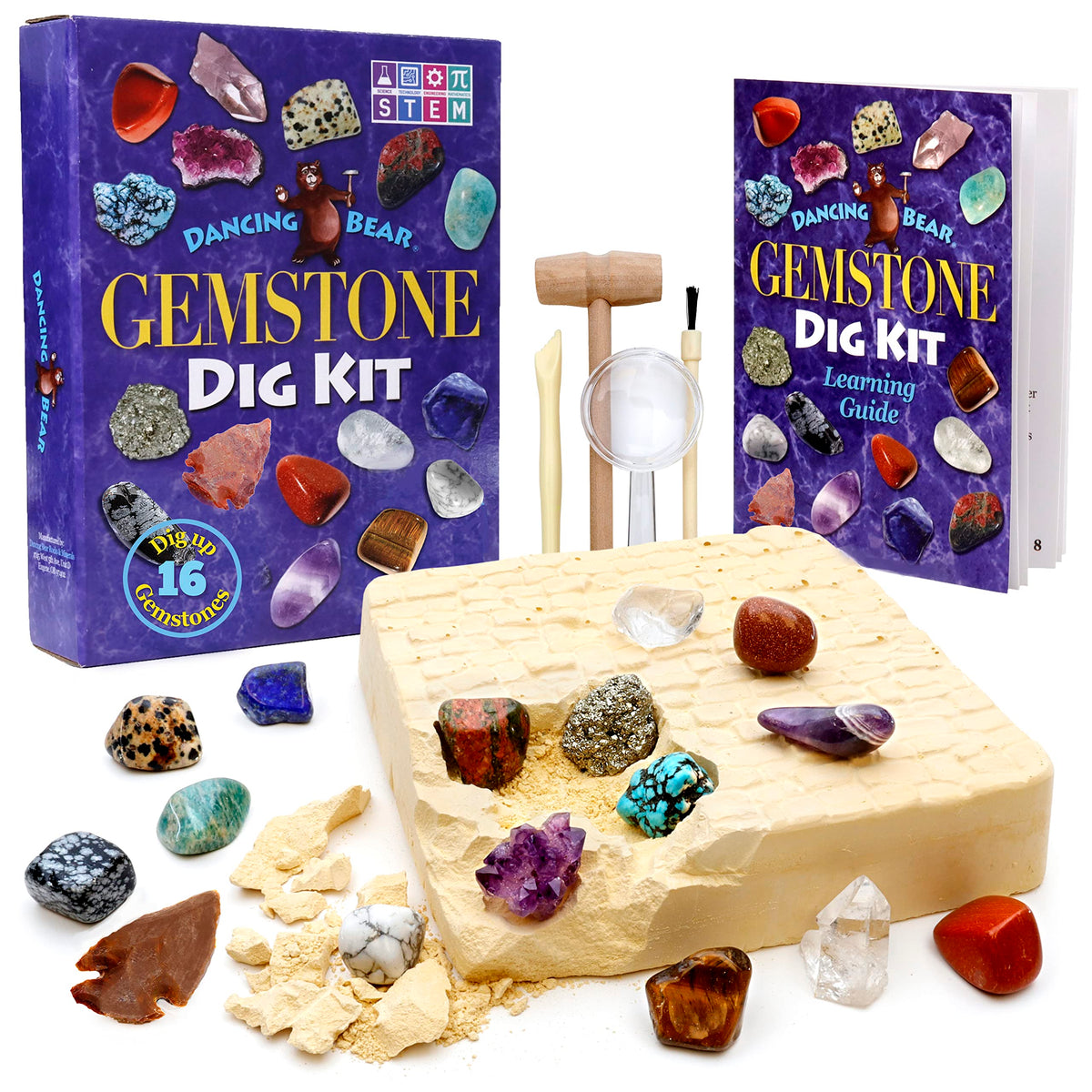 DANCING BEAR gemstone dig brick offers hands-on treasure discovery for kids.