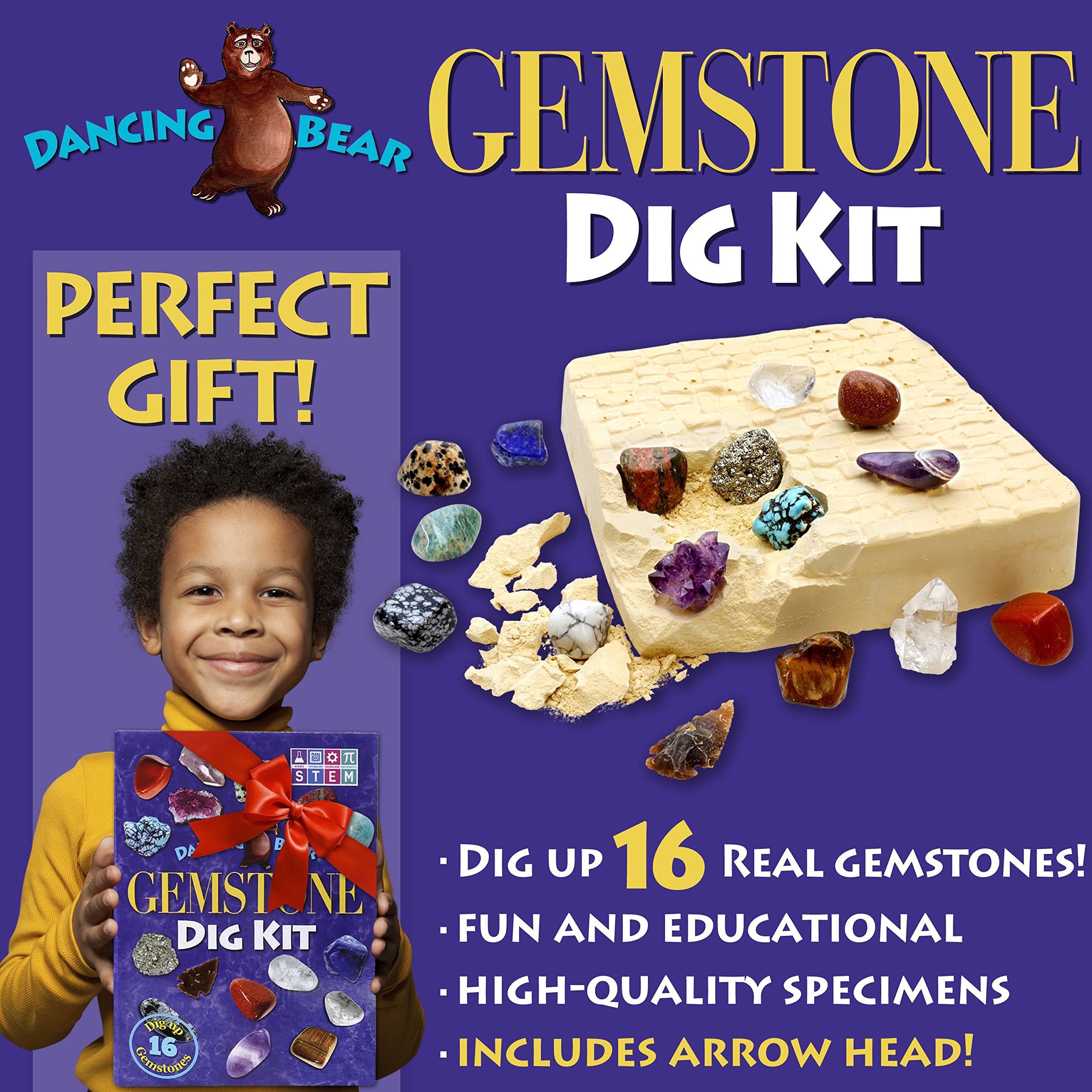 DANCING BEAR learning guide book offers step-by-step gem facts for kids.