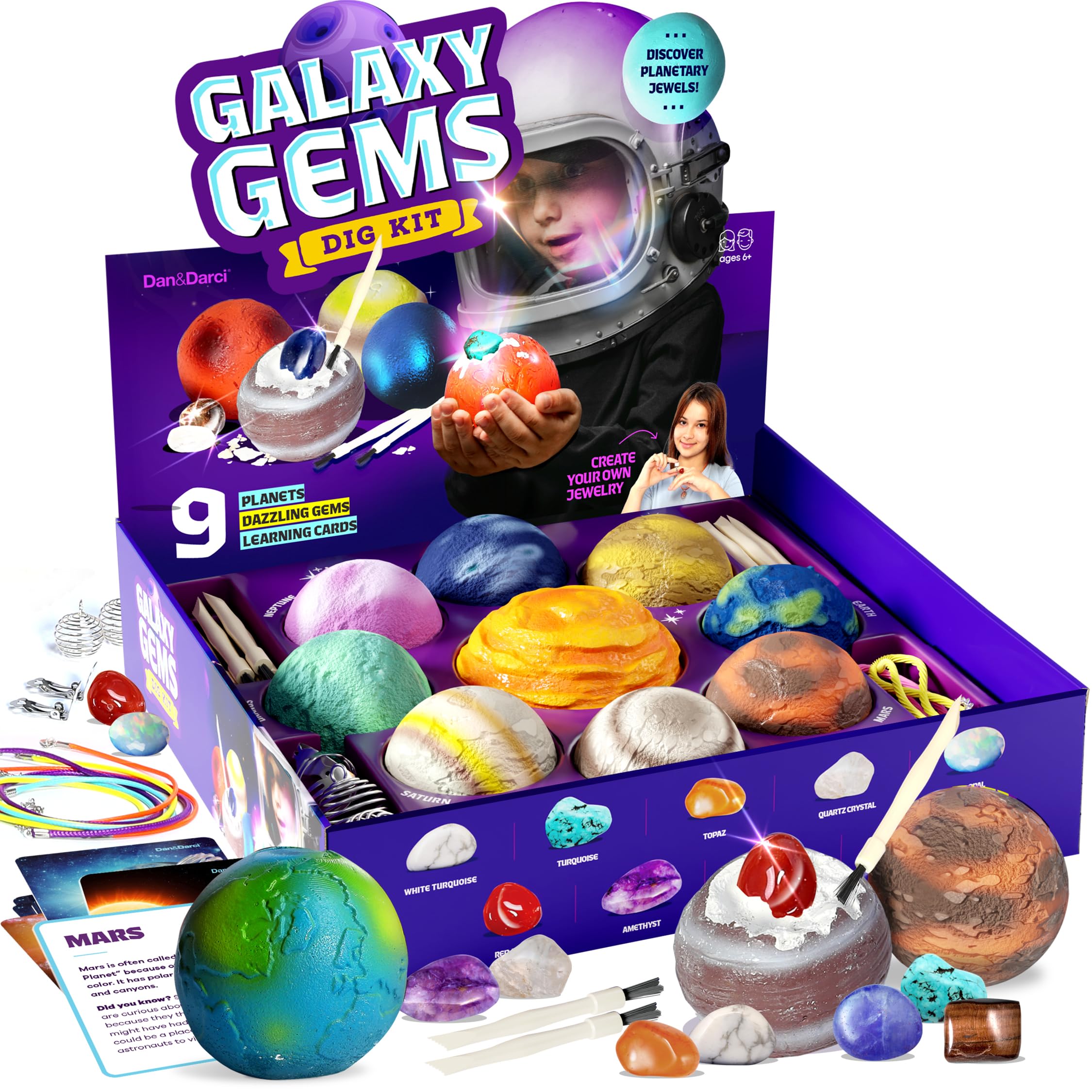 Dan&Darci Galaxy Gem Dig Kit planet collection, nine colorful worlds to explore
