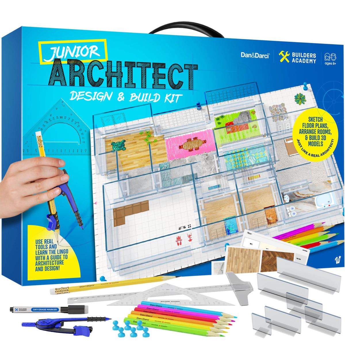 Dan&Darci Architecture Kit for Kids with drafting tools for precise floor plans
