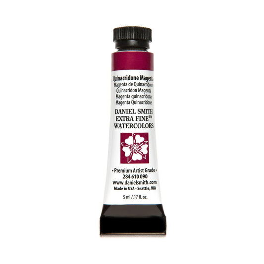 Daniel Smith Quinacridone Magenta tube showing vibrant pigment for glazing
