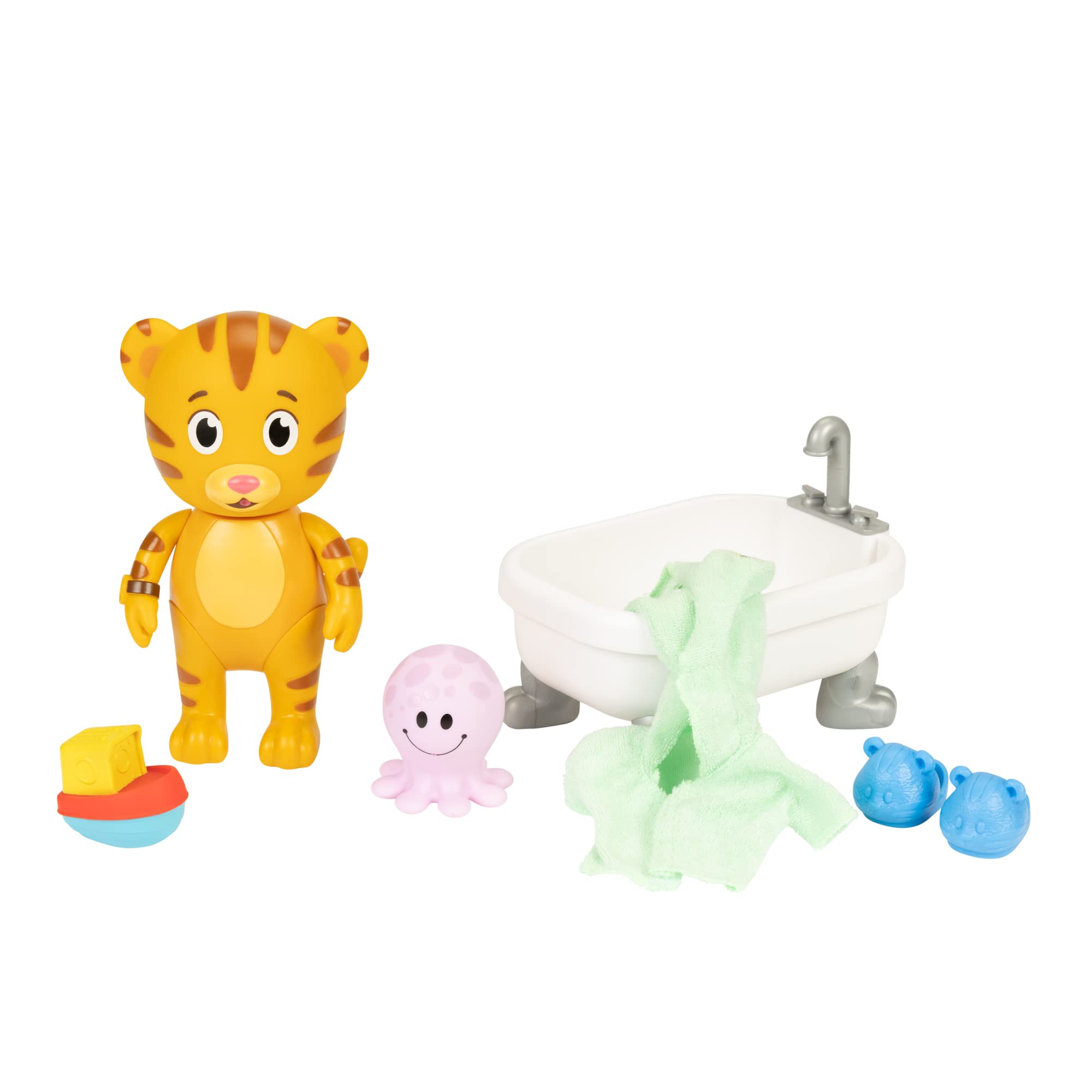 Daniel Tiger's Neighborhood bath-time set with tub for pretend washing.