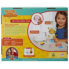 Daniel Tiger's Neighborhood unboxing shot showing complete bath-time set.