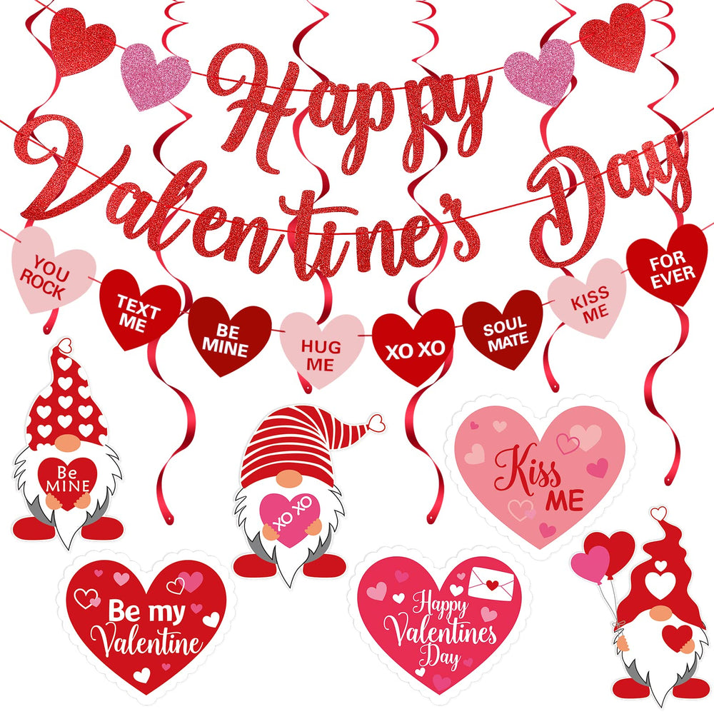 DANPORTBE Red Happy Valentines Day banner enhances party decor with bold color for photo backdrops.