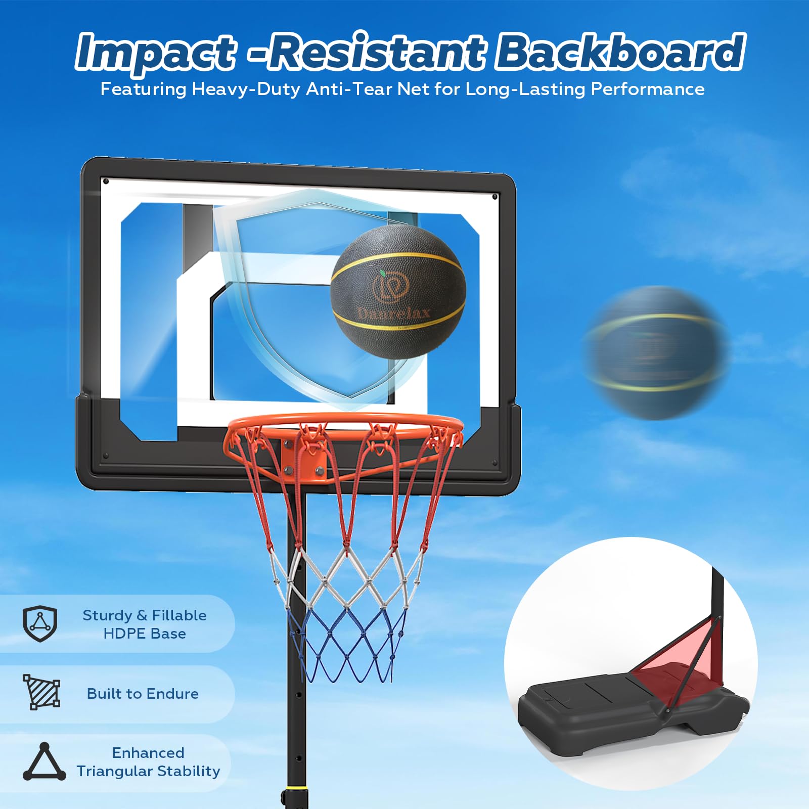Danrelax pool basketball hoop height adjustment for all ages