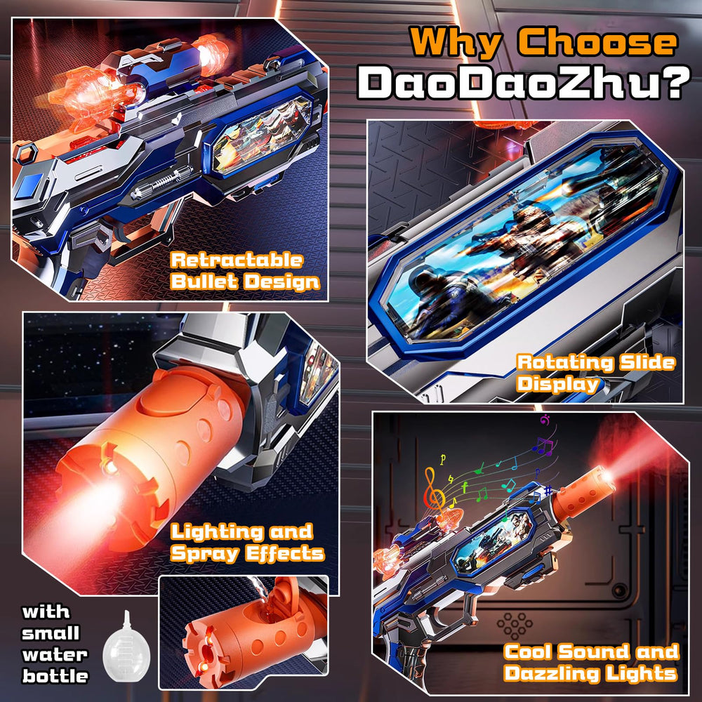 DaoDaoZhu toy gun rotating slide display enhances visual engagement during playtime.