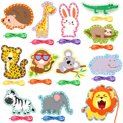 Dapaqami Jungle Animal Lacing Cards elephant design for engaging fine motor practice.