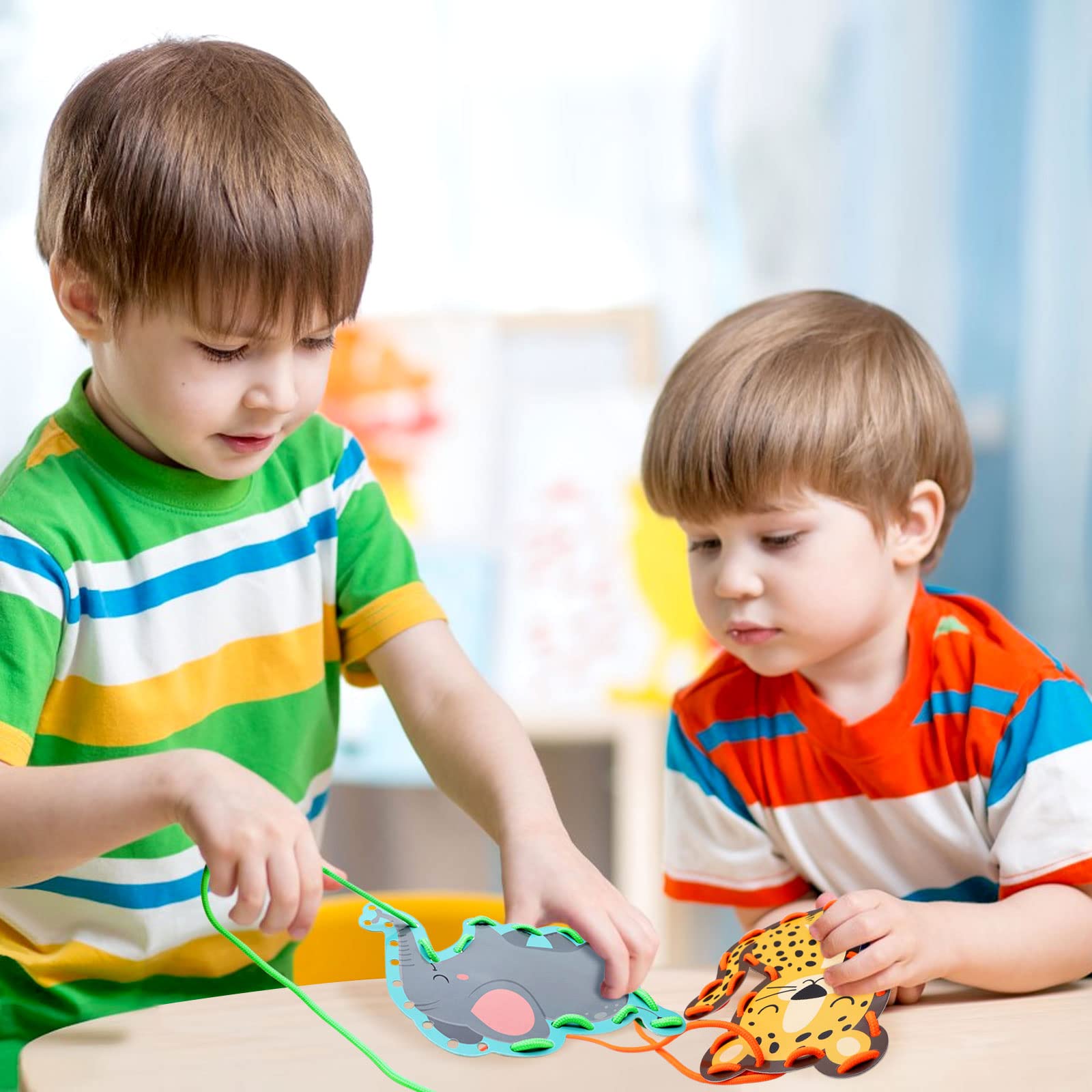 Dapaqami elephant lacing card designed for imagination and hand-eye coordination.