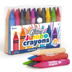 Darice jumbo glitter crayons showcase 20 colors for vibrant, creative drawings