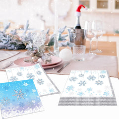 Closeup of white snowflake napkin design by Darneidra for elegant decor