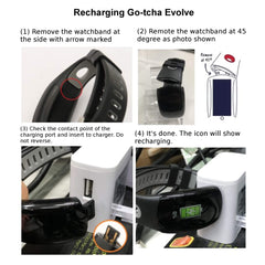 Pedometer on Go-tcha Evolve tracks steps for daily fitness goals.