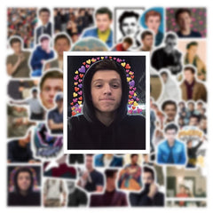 DAWINRK Tom Holland stickers decorate a skateboard with colorful urban art