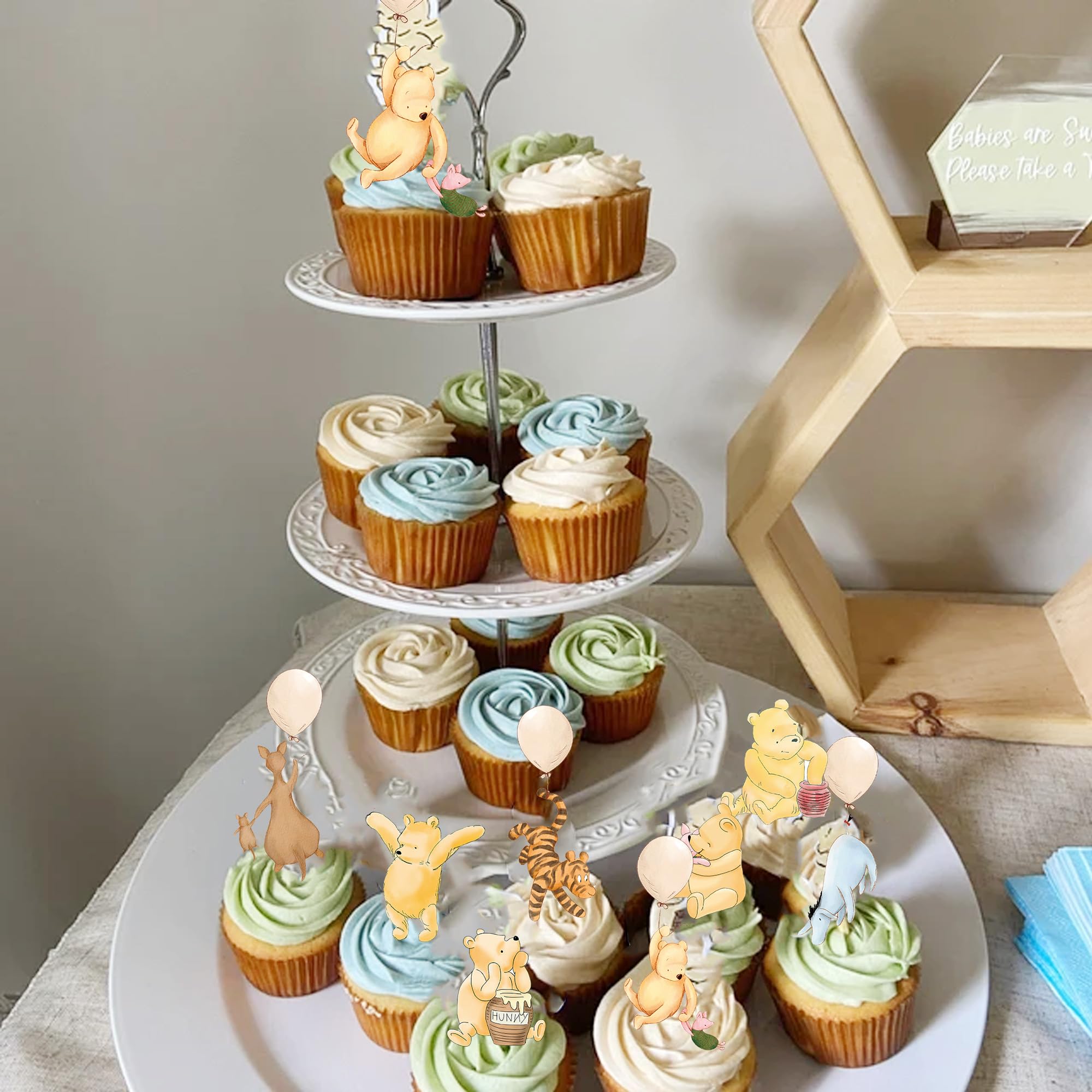 DAYIMG 48-piece Winnie toppers for quick, cute party decorating