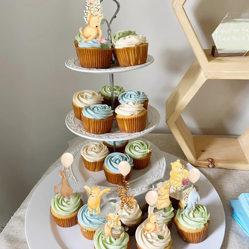 DAYIMG 48-piece Winnie toppers for quick, cute party decorating