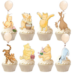 DAYIMG Winnie cupcake toppers in 8 styles for festive celebration decor