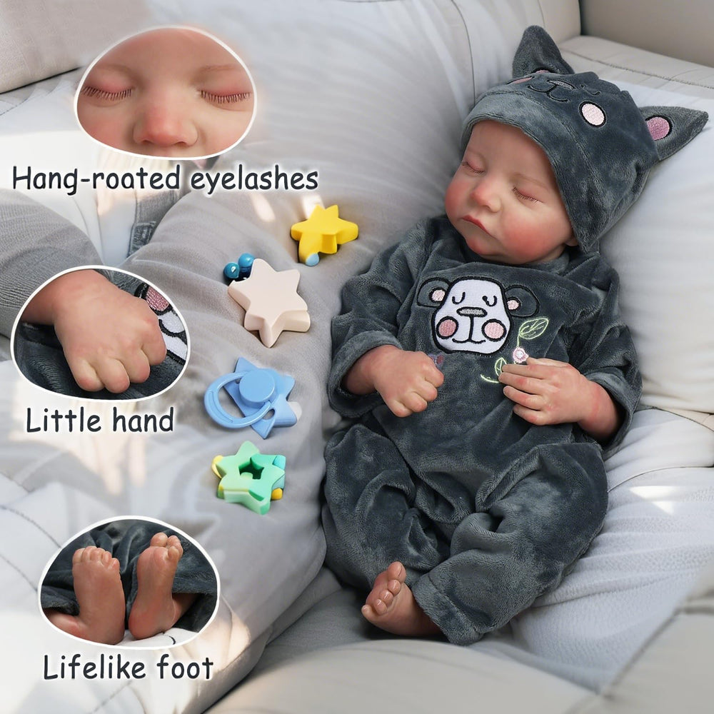 DAYOFF KIDS Reborn doll features detailed fingers and toes for authenticity.