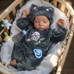 DAYOFF KIDS Reborn 18-inch sleeping pose doll for soothing pretend play.