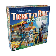 Days of Wonder Ticket to Ride Ghost Train box, vibrant artwork inviting family strategy.