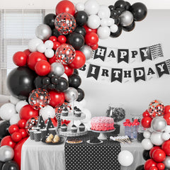 DBKL balloon arch kit confetti balloons closeup showing festive sparkle for photos.