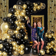DBKL confetti balloons in black and gold shimmer for festive New Year decor.