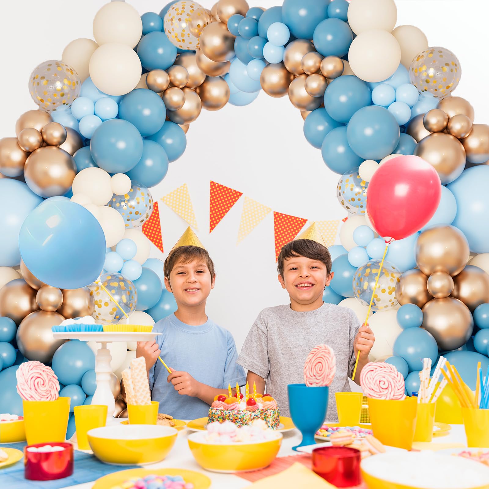 DBKL dusty blue arch kit with 5-inch balloons for dense color texture.
