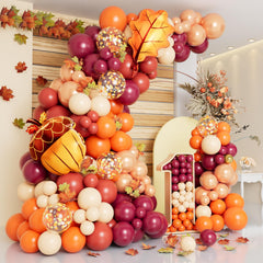 DBKL fall balloon garland arch kit creates a stunning autumn backdrop for parties.