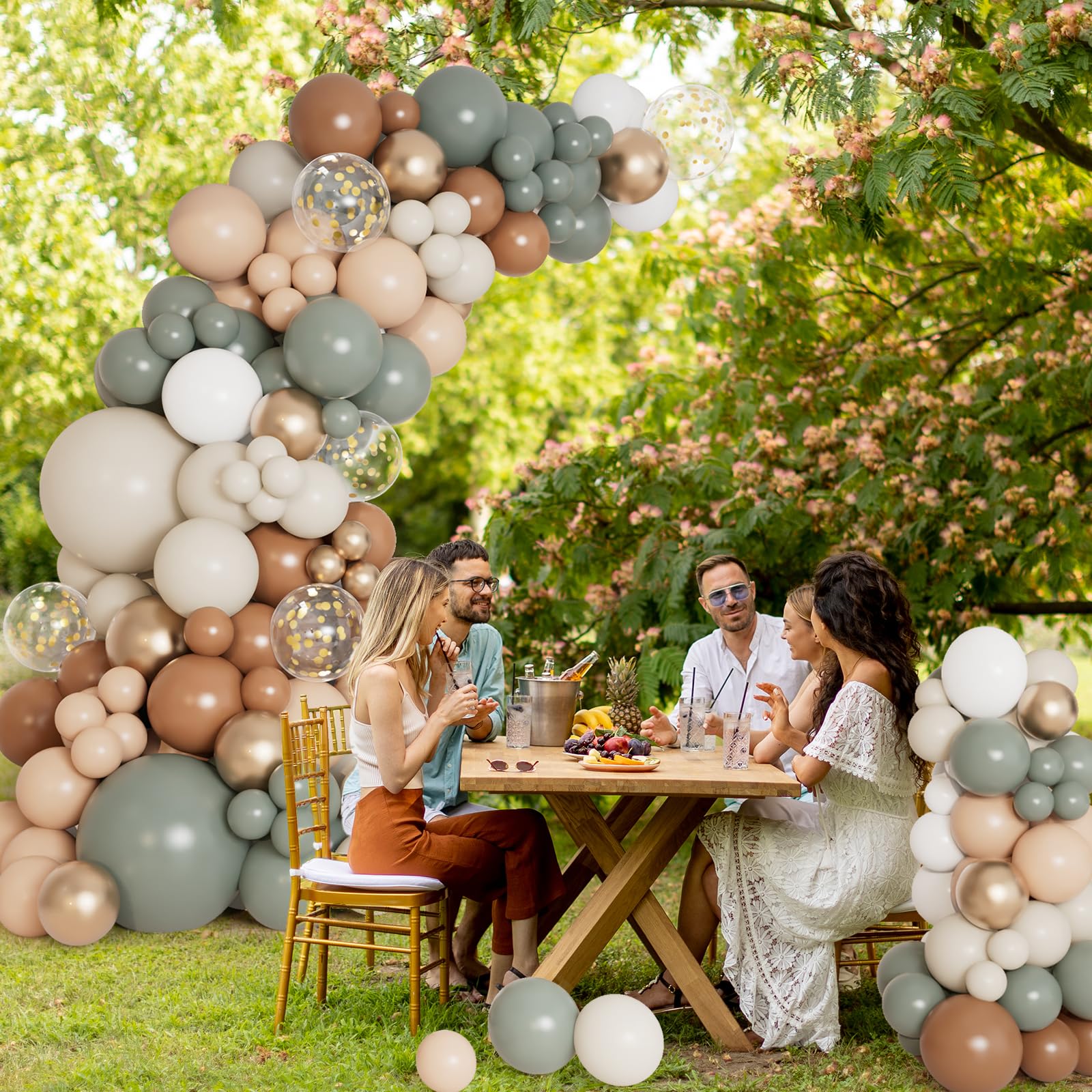 DBKL sage green neutral balloons closeup highlighting contemporary backdrop