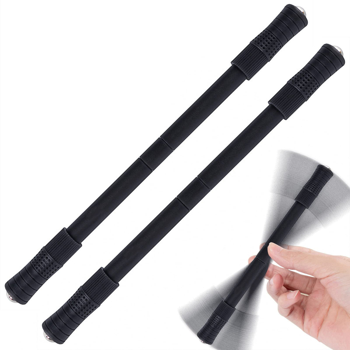 DBlosp Spinning Pen 2-pack black front view promotes focus and stress relief
