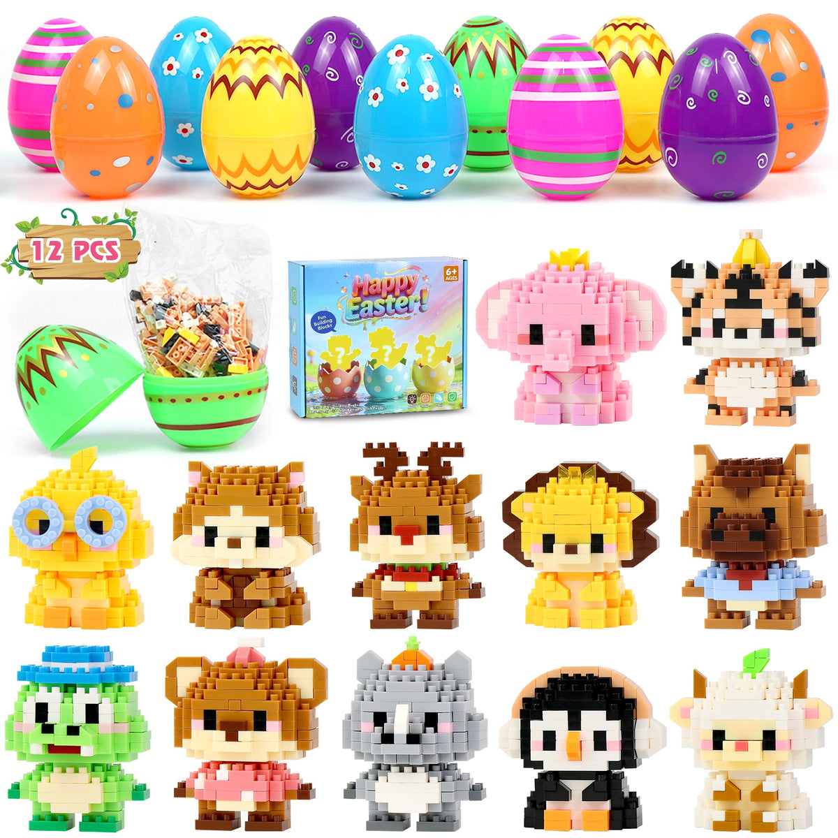 DBPBToU Easter animal blocks pack: colorful mini figures for cooperative play.