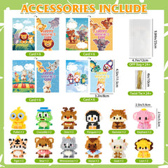 DBPBToU valentines day cards with animals and blocks for kids' party favors.