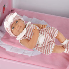 DC-BEAUTIFUL dress with matching hat and socks for quick doll styling.