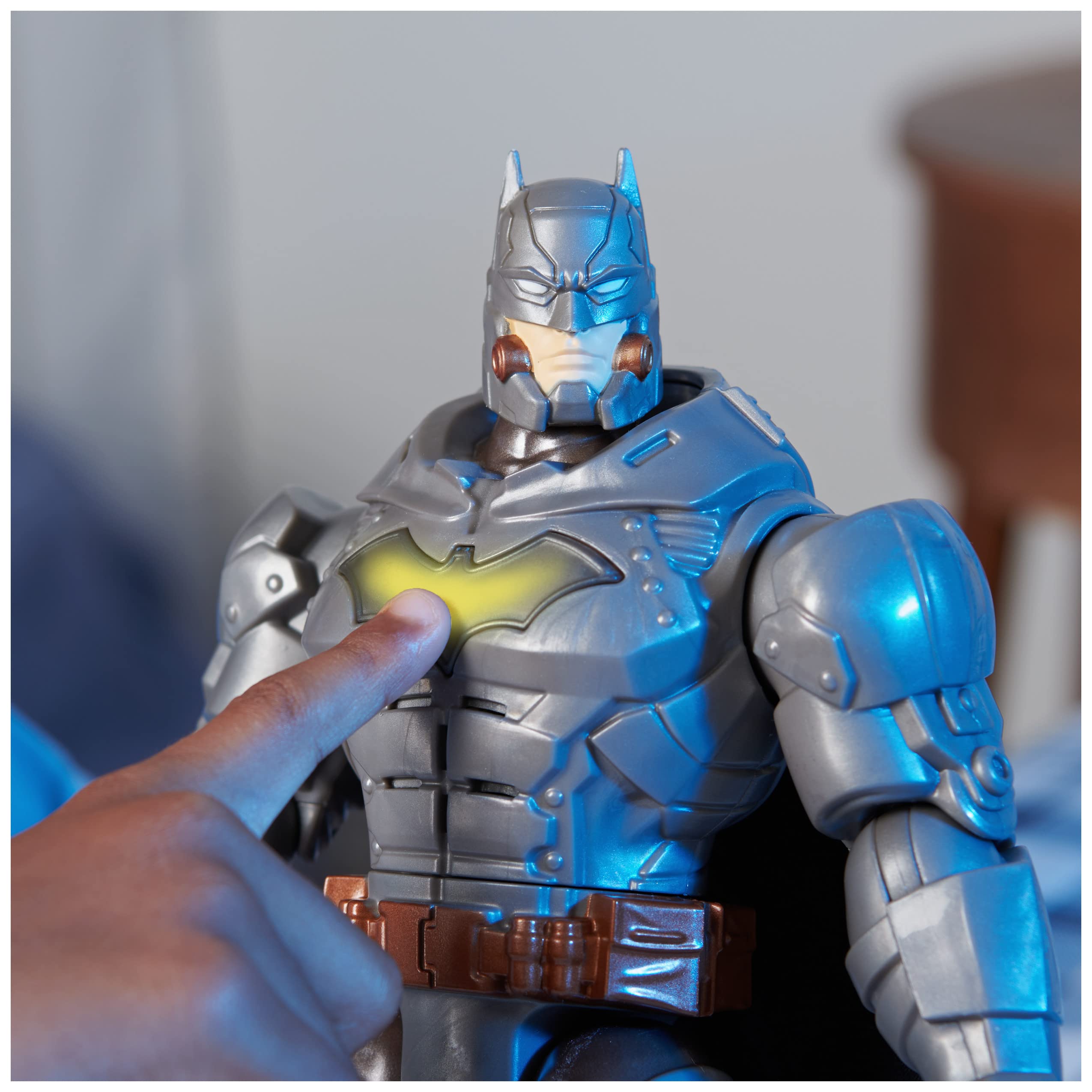 DC Comics Battle Strike Batman chest press triggers 20+ sounds.