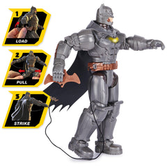 DC Comics Battle Strike Batman in action pose demonstrates throwing play and poseable limbs.