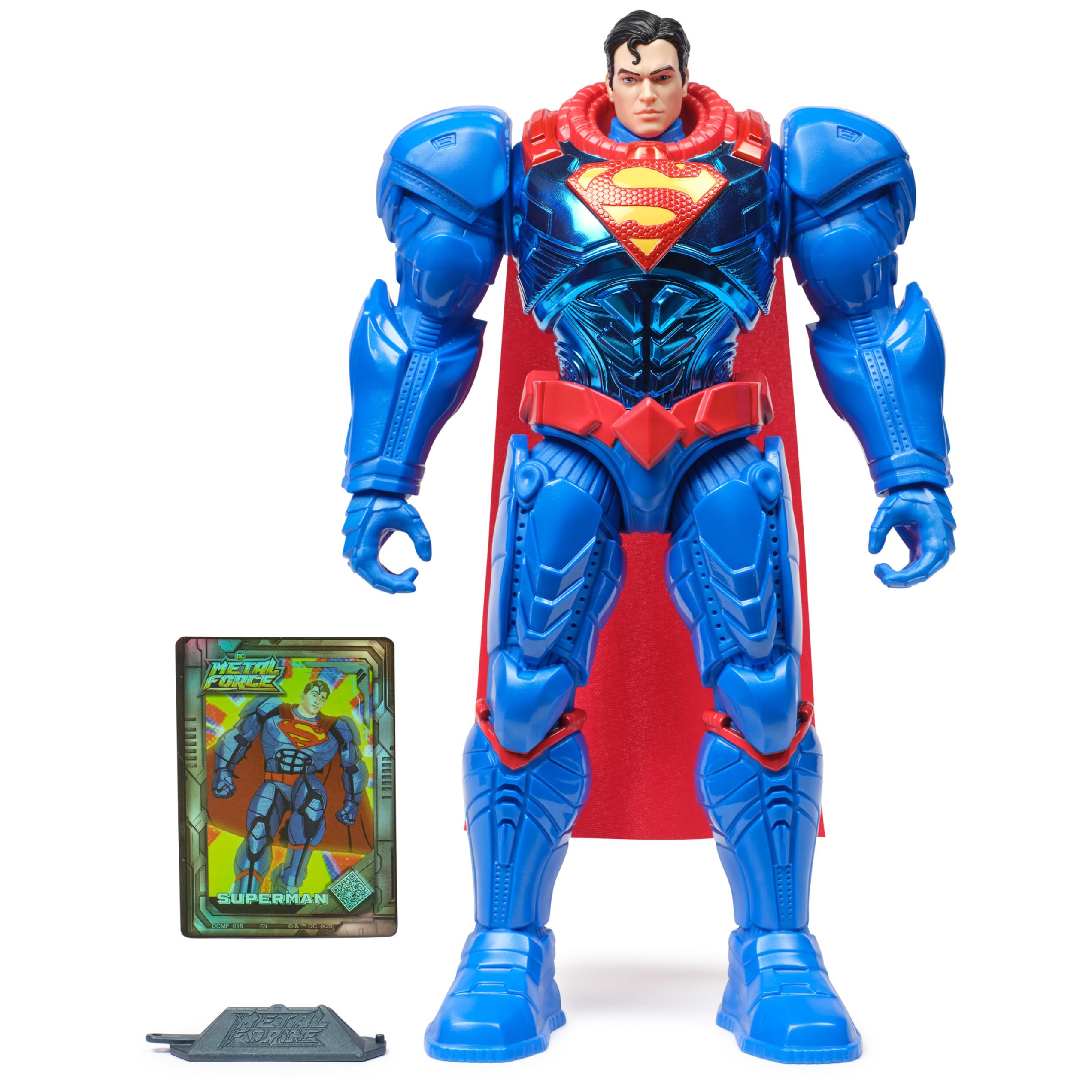DC Comics Metal Force Superman 12-inch figure with bold metallic finish for display and play.