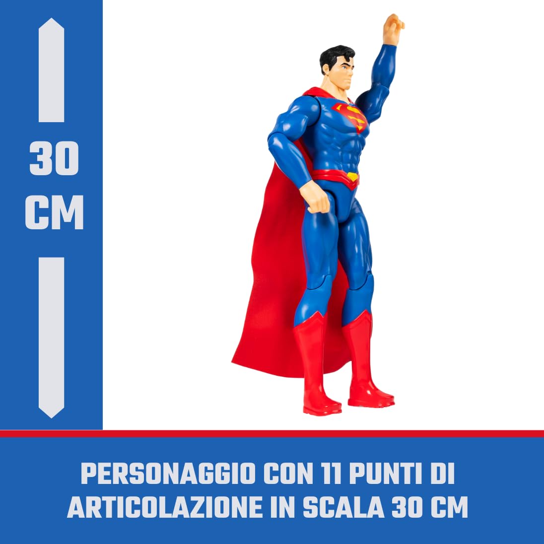 DC Comics Superman figure with 11 articulation points enables versatile action poses.