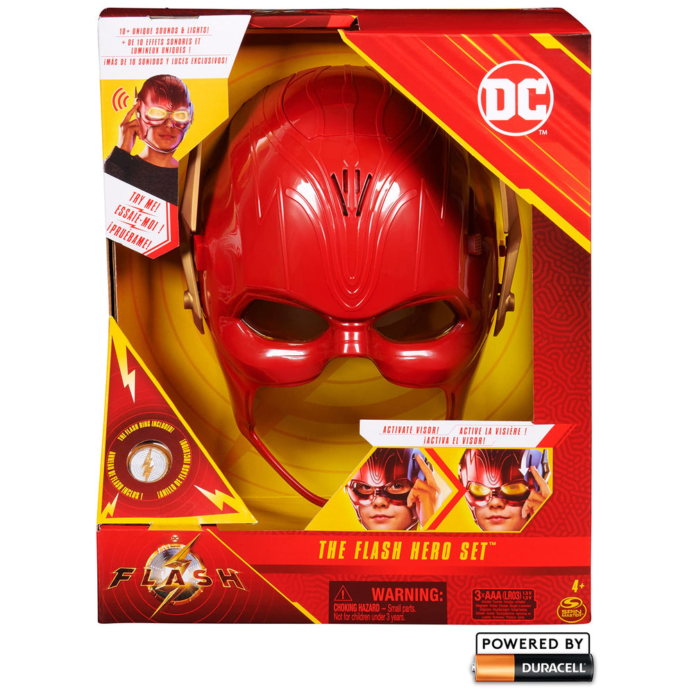 The Flash ring accessory adds authentic superhero flair during roleplay