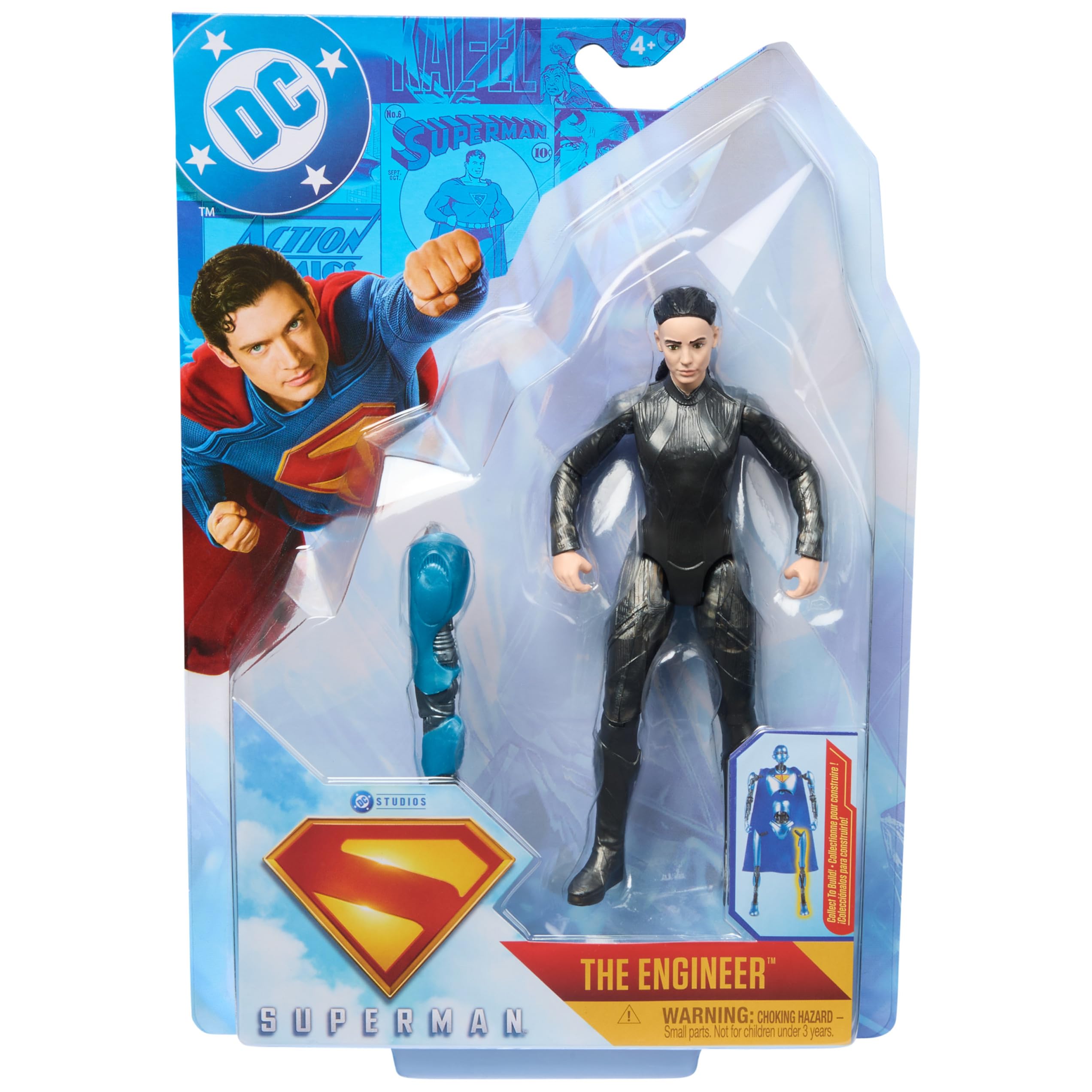 DC Comics Superman Engineer figure gift-ready packaging appeals to fans.
