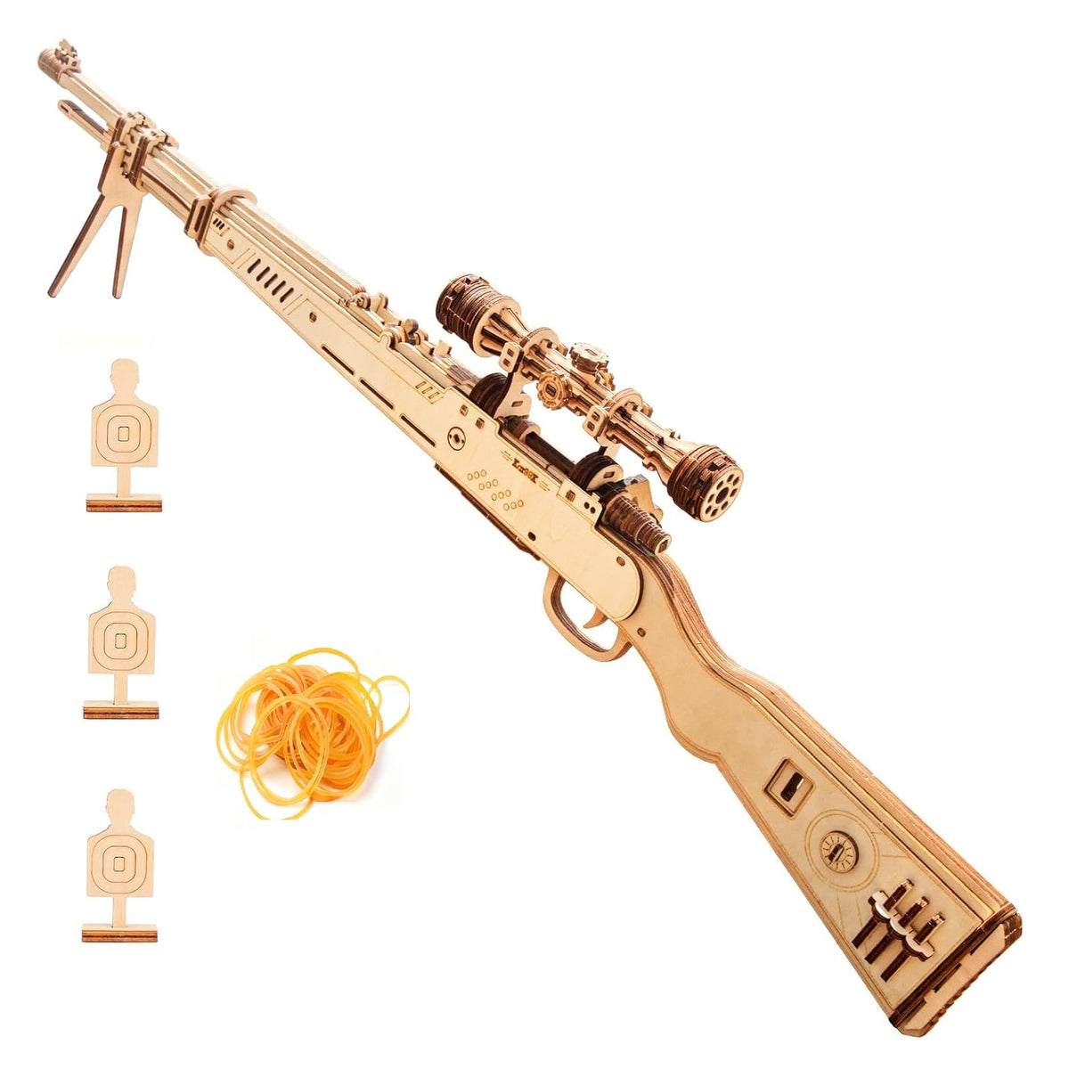 DCLFIRMX 98k gun model wooden puzzle emphasizes precise scale and display-ready details.