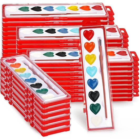 Dcocdeely heart watercolor paint set—compact travel kit for kids' art projects.