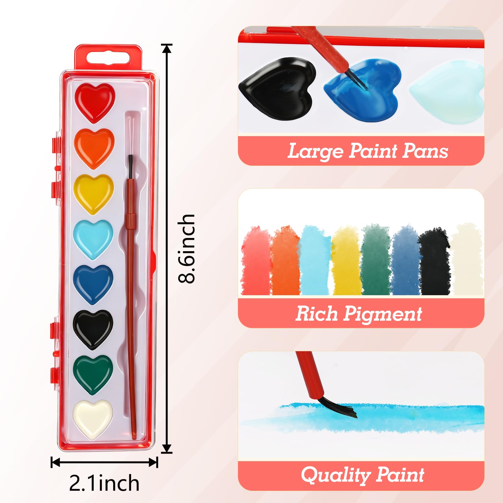 Dcocdeely 8-color watercolor palette with brush enables easy color mixing.