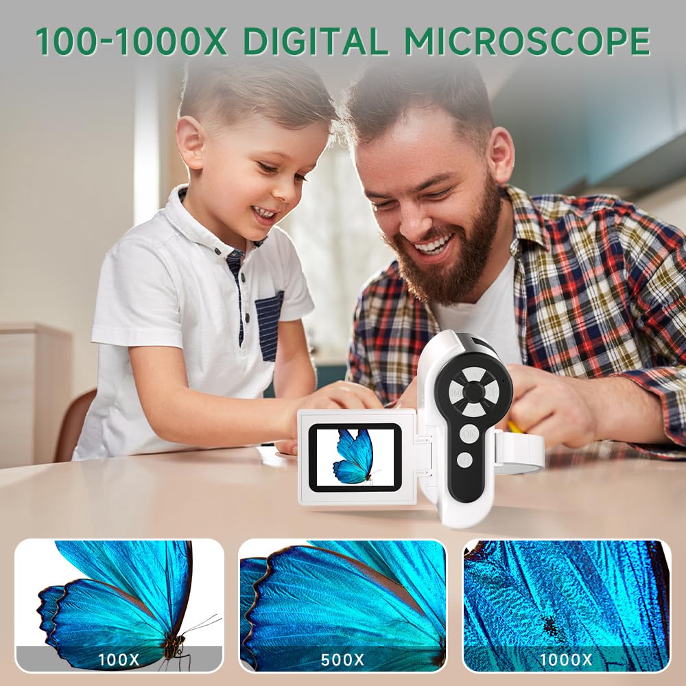 Dcorn 2in LCD screen on kids microscope enables instant viewing of specimens