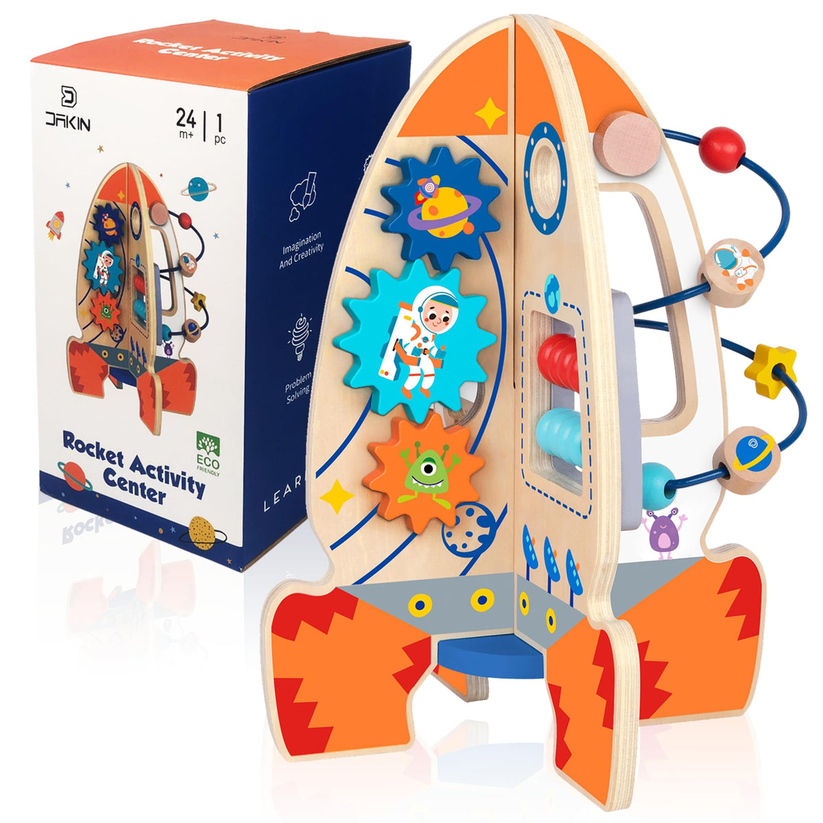DDAKIN Rocket toddler activity center front view with bead maze