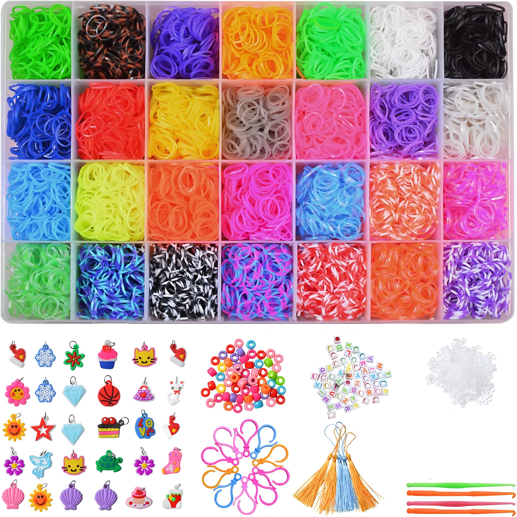 DDCOWP 11000+ rubber bands kit in the box for creative projects.