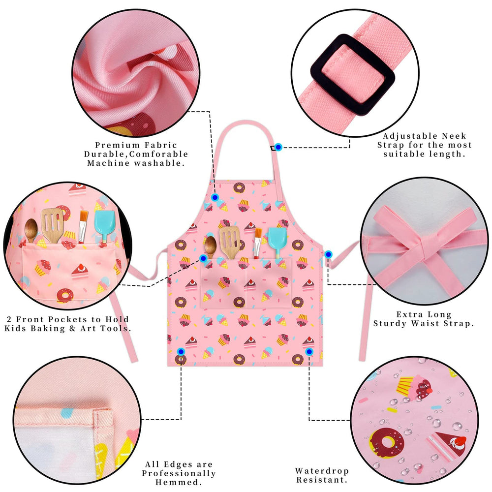 DEABOLAR apron with adjustable neck, fits a wide range of kids comfortably.