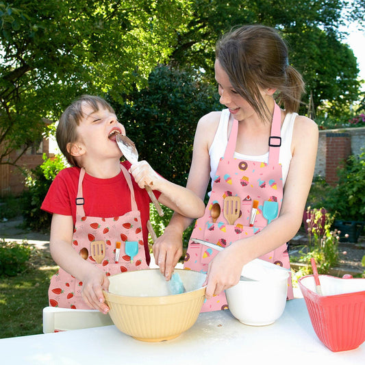 DEABOLAR kids apron featuring unicorn print, ideal for imaginative cooking and crafts.