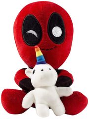 Deadpool riding unicorn PHUNNY plush ready for display or hugs