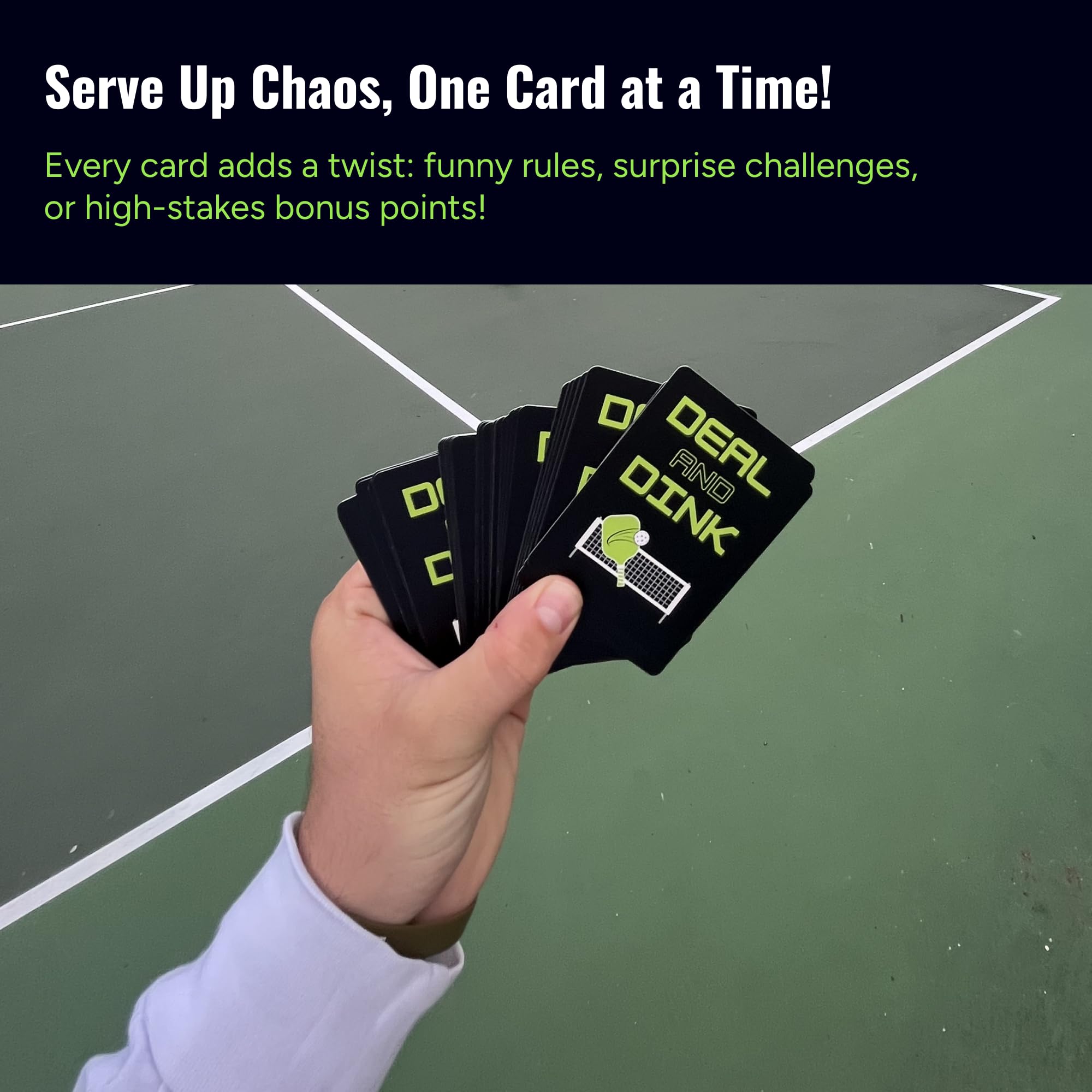 Deal and Dink two-point challenge rallies add unpredictable moments.