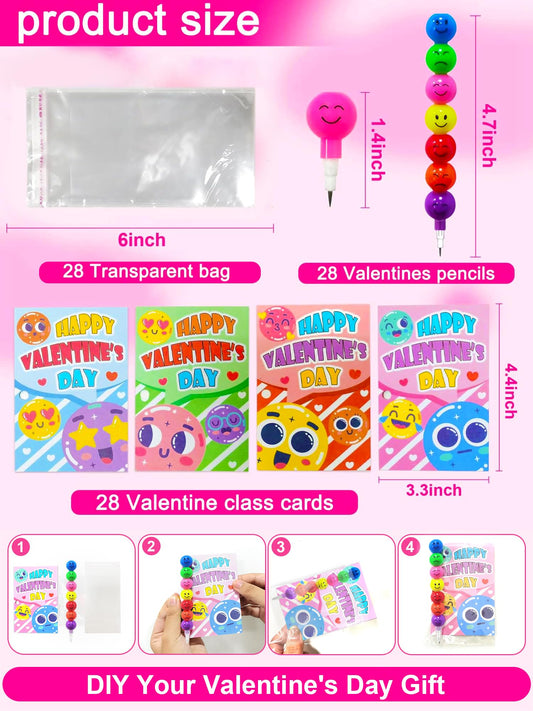 Dealot valentines-cards designs with to/from fields paired with pencils.