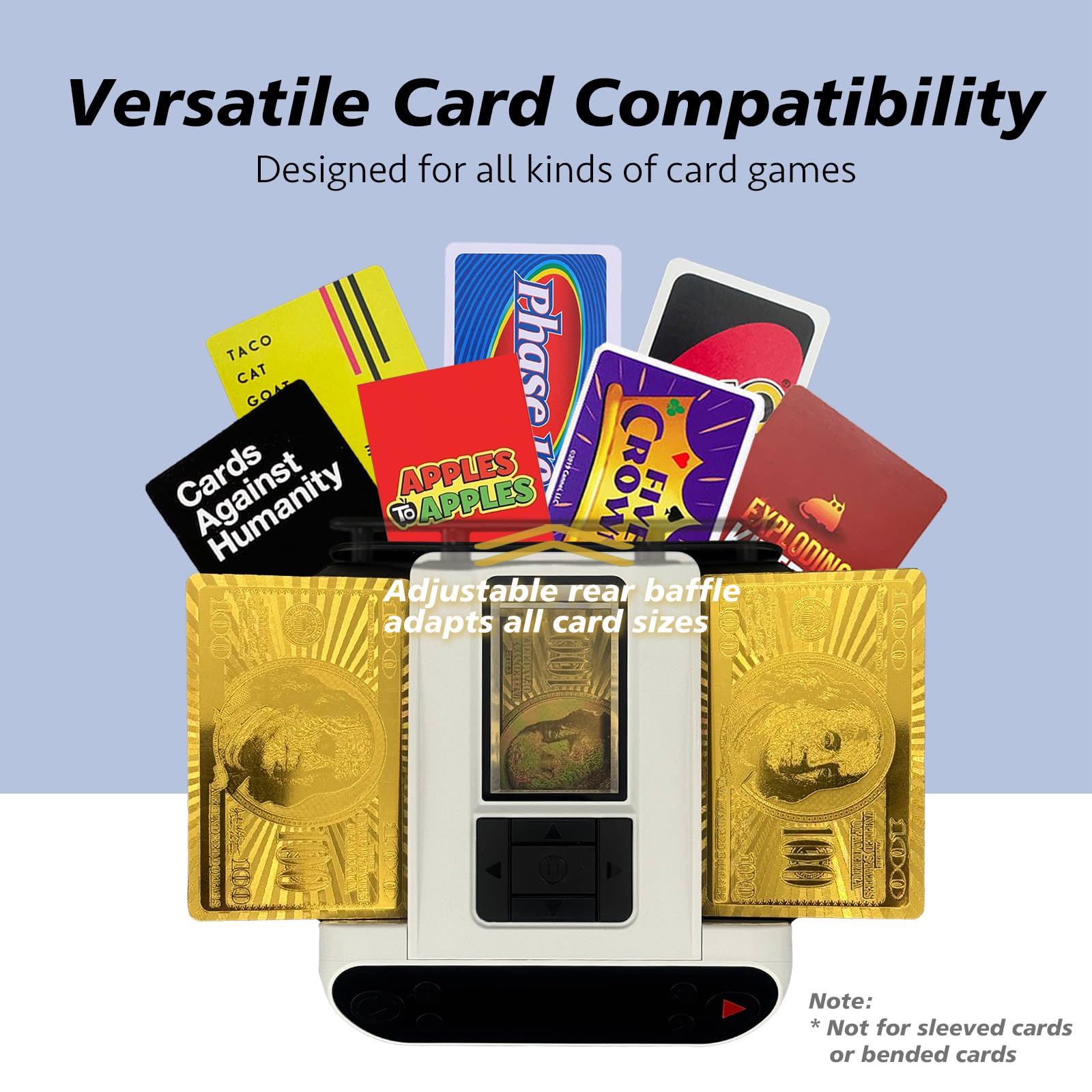 Dealtron adjustable card baffle for various card sizes