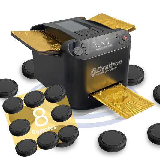 Dealtron all-in-one shuffler with 360-degree rotation for smooth gameplay.